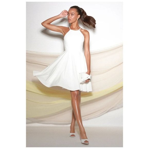 LULU'S Irresistible Charm White Midi Dress sz M Women's - Picture 9 of 9